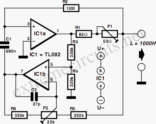 1kH Synthetic Inductor Circuit Diagram